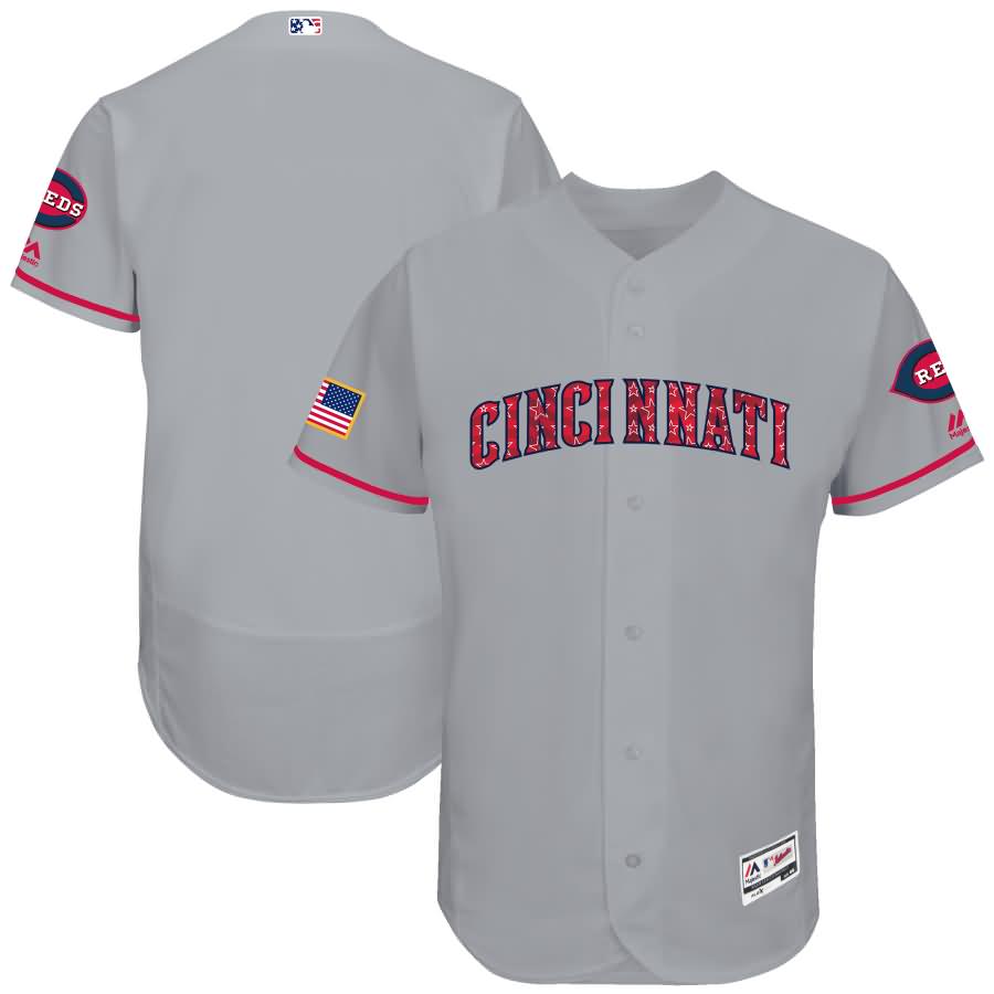 Cincinnati Reds Majestic 2017 Stars & Stripes Authentic Collection Flex Base Team Jersey - Gray