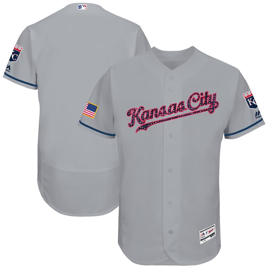 Kansas City Royals Majestic 2017 Stars & Stripes Authentic Collection Flex Base Team Jersey - Gray