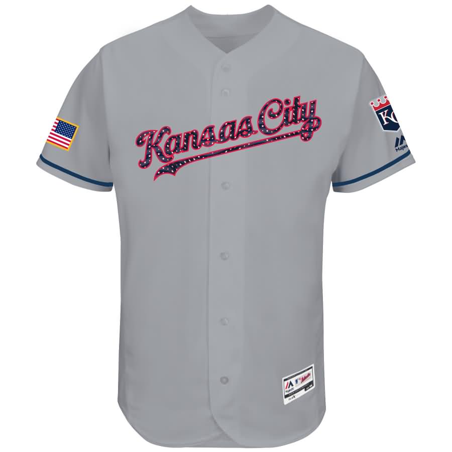 Kansas City Royals Majestic 2017 Stars & Stripes Authentic Collection Flex Base Team Jersey - Gray