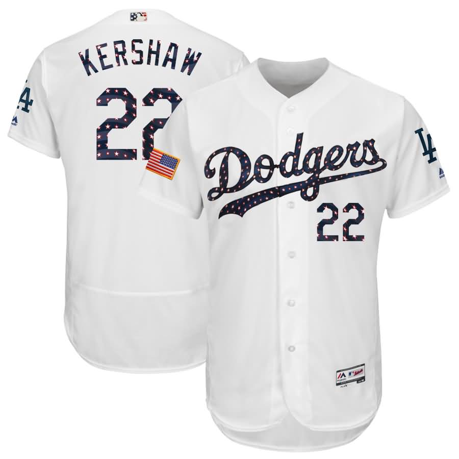 Clayton Kershaw Los Angeles Dodgers Majestic 2018 Stars & Stripes Flex Base Player Jersey - White