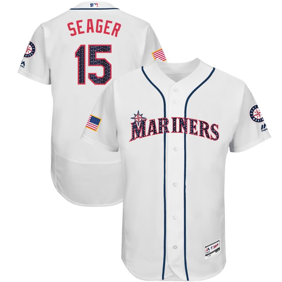 Kyle Seager Seattle Mariners Majestic 2017 Stars & Stripes Authentic Collection Flex Base Player Jersey - White