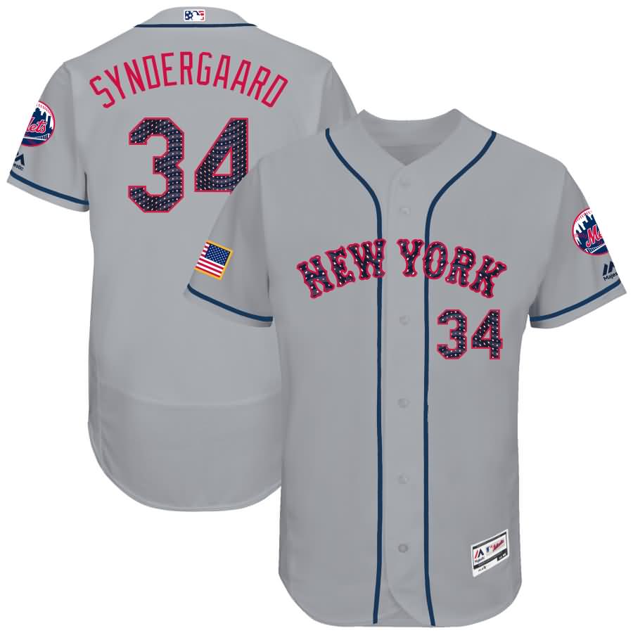 Noah Syndergaard New York Mets Majestic 2018 Stars & Stripes Authentic Collection Flex Base Player Jersey - Gray