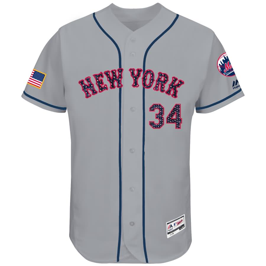 Noah Syndergaard New York Mets Majestic 2018 Stars & Stripes Authentic Collection Flex Base Player Jersey - Gray