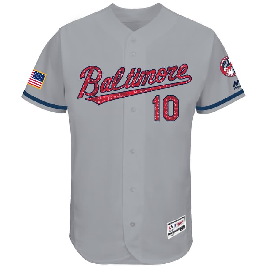 Adam Jones Baltimore Orioles Majestic 2017 Stars & Stripes Authentic Collection Flex Base Player Jersey - Gray