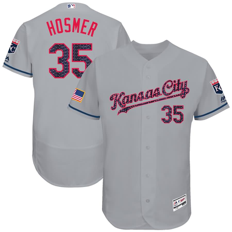 Eric Hosmer Kansas City Royals Majestic 2017 Stars & Stripes Authentic Collection Flex Base Player Jersey - Gray