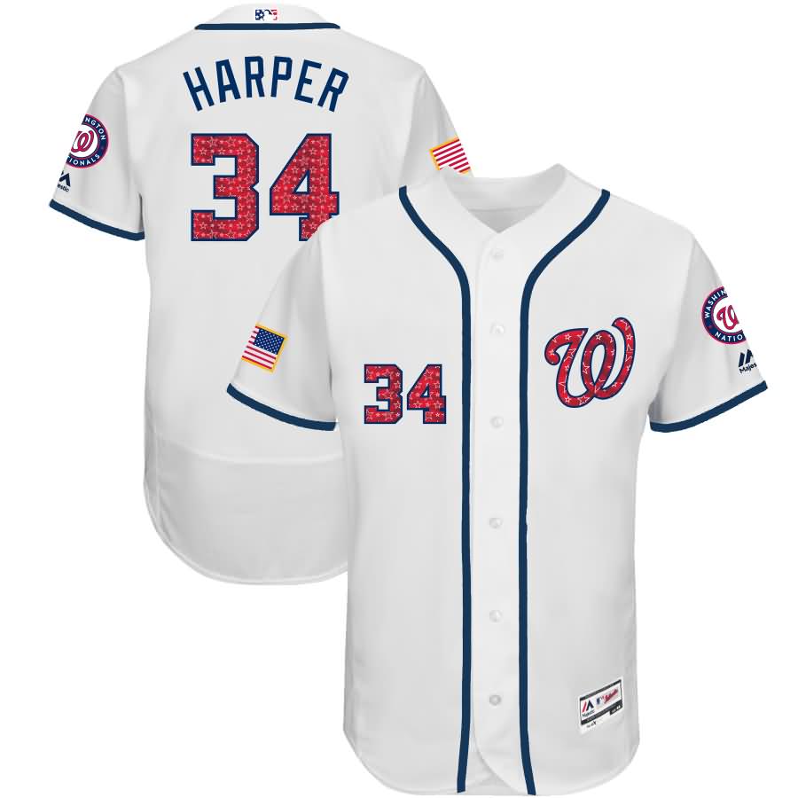 Bryce Harper Washington Nationals Majestic 2017 Stars & Stripes Authentic Collection Flex Base Player Jersey - White