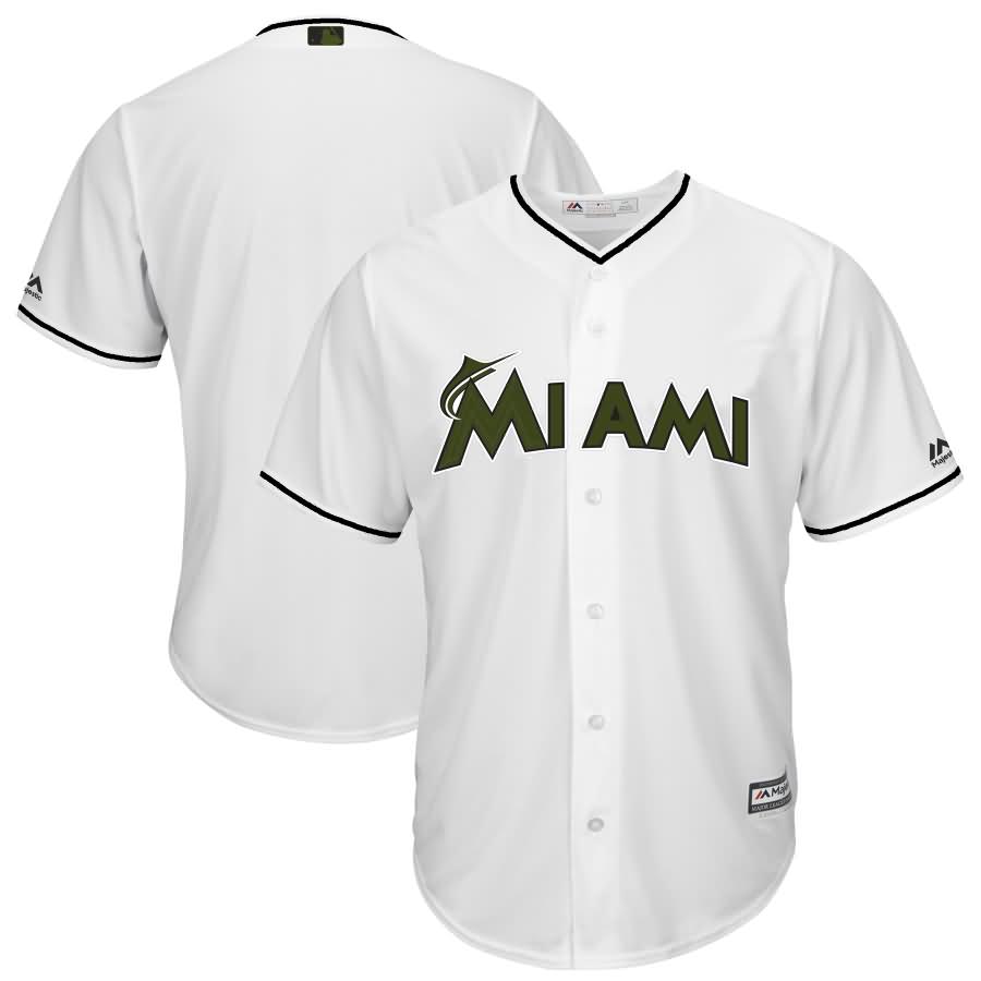 Miami Marlins Majestic 2017 Memorial Day Cool Base Team Jersey - White