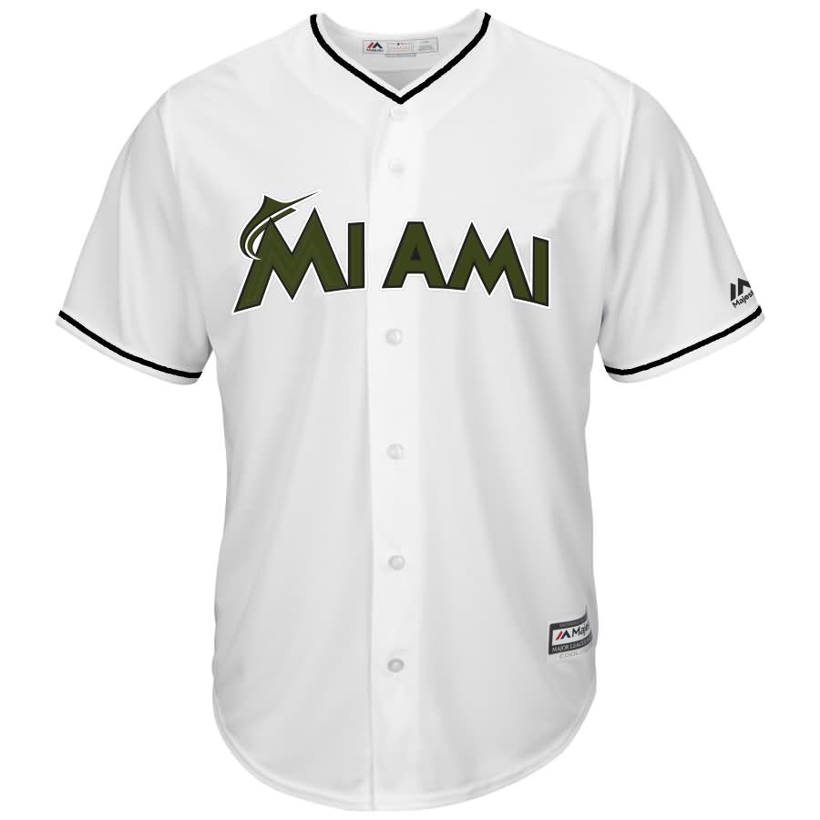 Miami Marlins Majestic 2017 Memorial Day Cool Base Team Jersey - White