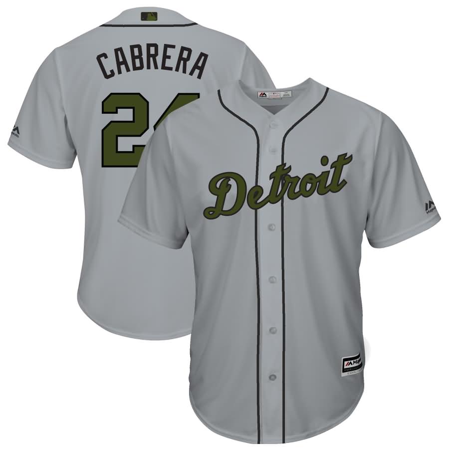 Miguel Cabrera Detroit Tigers Majestic 2017 Memorial Day Cool Base Player Jersey - Gray