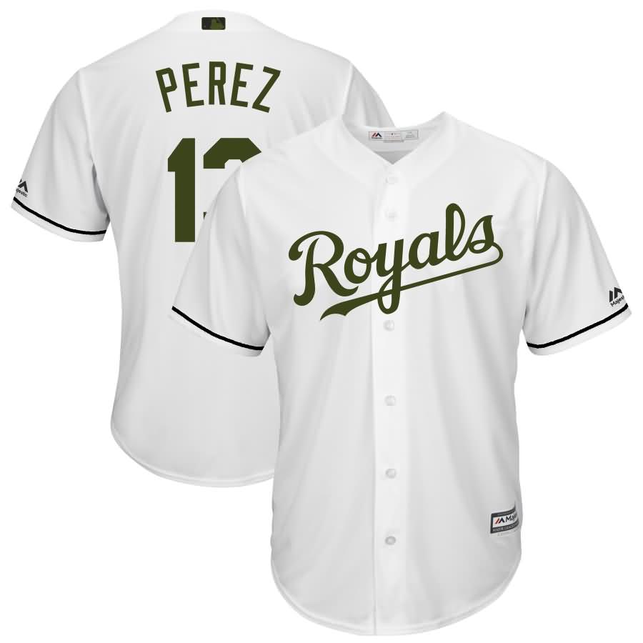 Salvador Perez Kansas City Royals Majestic 2017 Memorial Day Cool Base Player Jersey - White