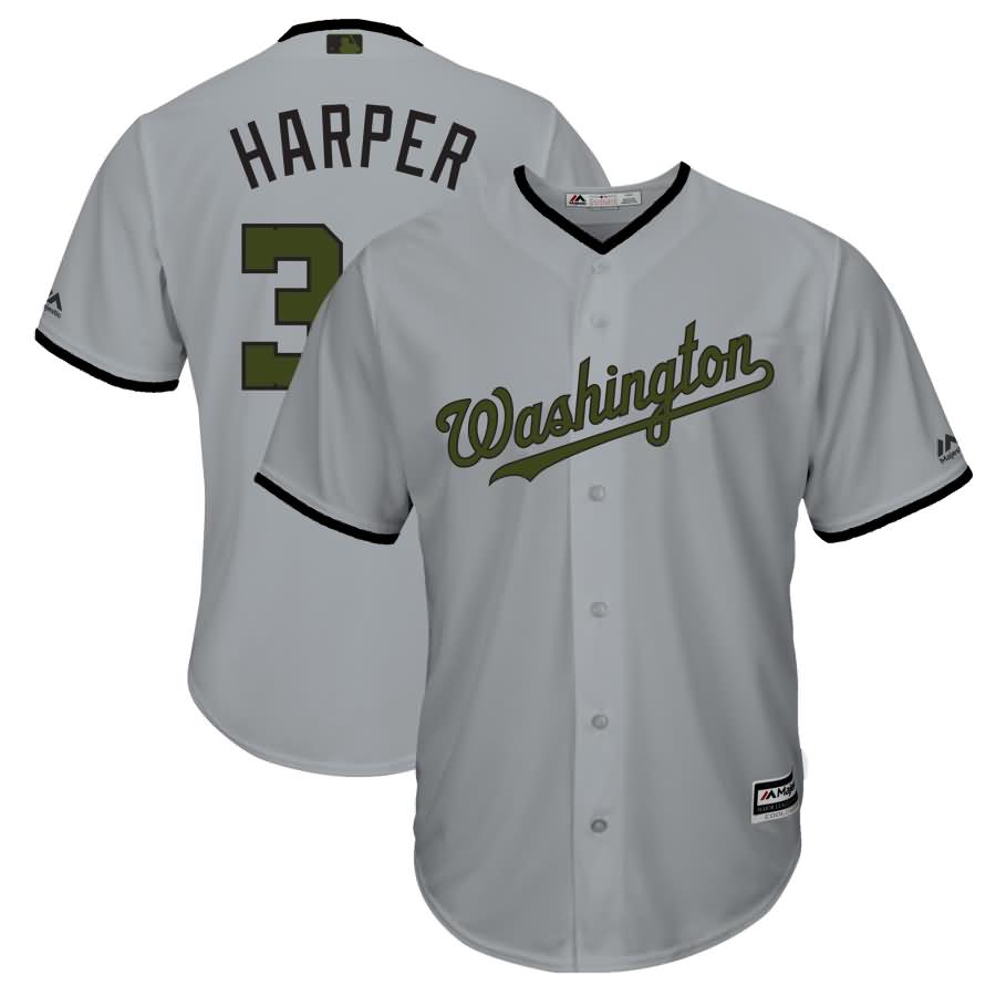 Bryce Harper Washington Nationals Majestic 2018 Memorial Day Cool Base Player Jersey - Gray