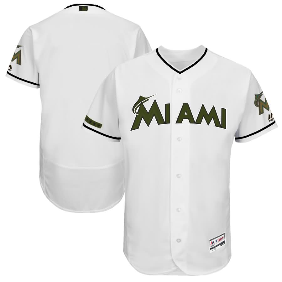 Miami Marlins Majestic 2017 Memorial Day Authentic Collection Flex Base Team Jersey - White