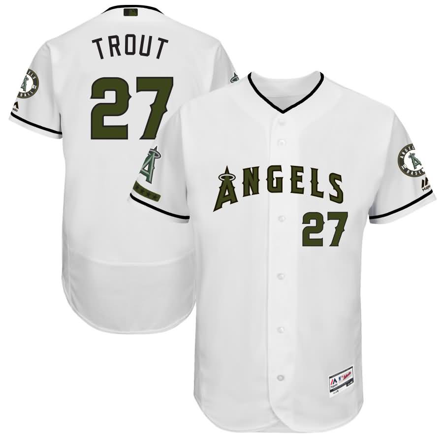 Mike Trout Los Angeles Angels Majestic 2017 Memorial Day Authentic Collection Flex Base Player Jersey - White