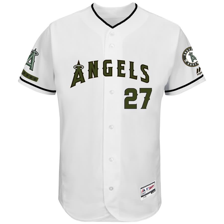 Mike Trout Los Angeles Angels Majestic 2017 Memorial Day Authentic Collection Flex Base Player Jersey - White