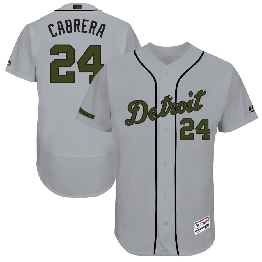 Miguel Cabrera Detroit Tigers Majestic 2017 Memorial Day Authentic Collection Flex Base Player Jersey - Gray