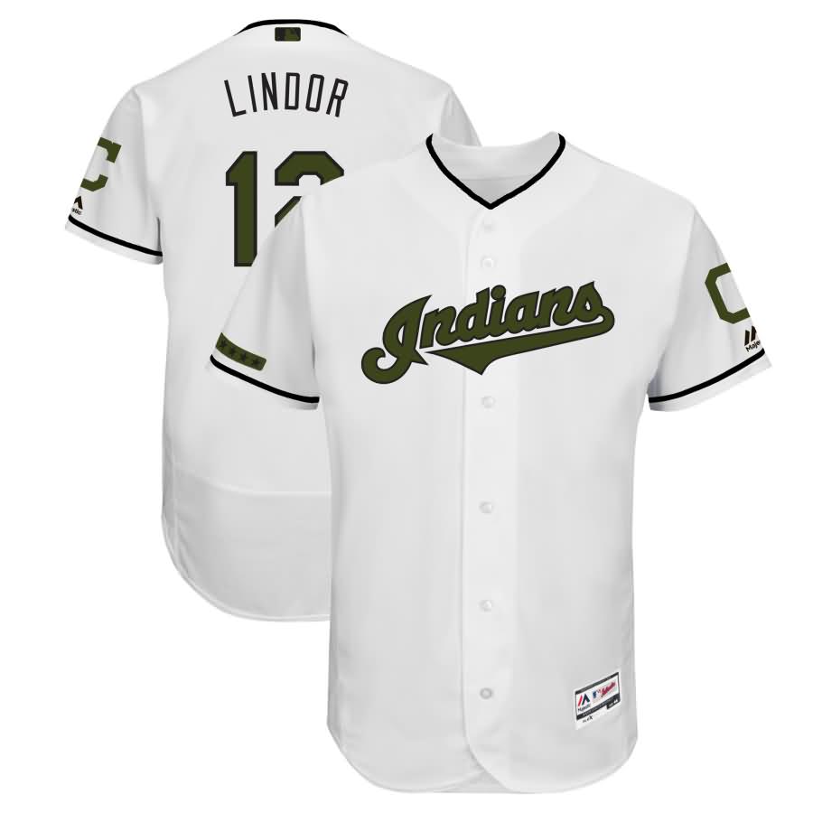 Francisco Lindor Cleveland Indians Majestic 2018 Memorial Day Authentic Collection Flex Base Player Jersey - White