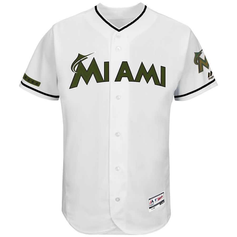 Giancarlo Stanton Miami Marlins Majestic 2017 Memorial Day Authentic Collection Flex Base Player Jersey - White