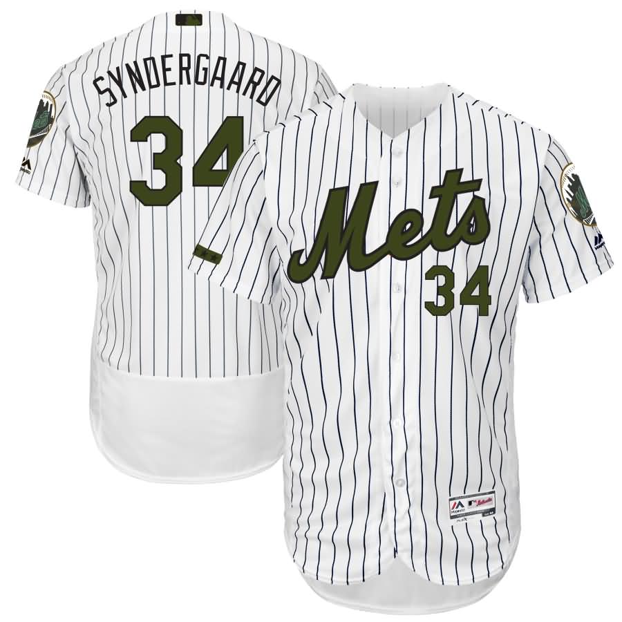 Noah Syndergaard New York Mets Majestic 2017 Memorial Day Authentic Collection Flex Base Player Jersey - White/Black