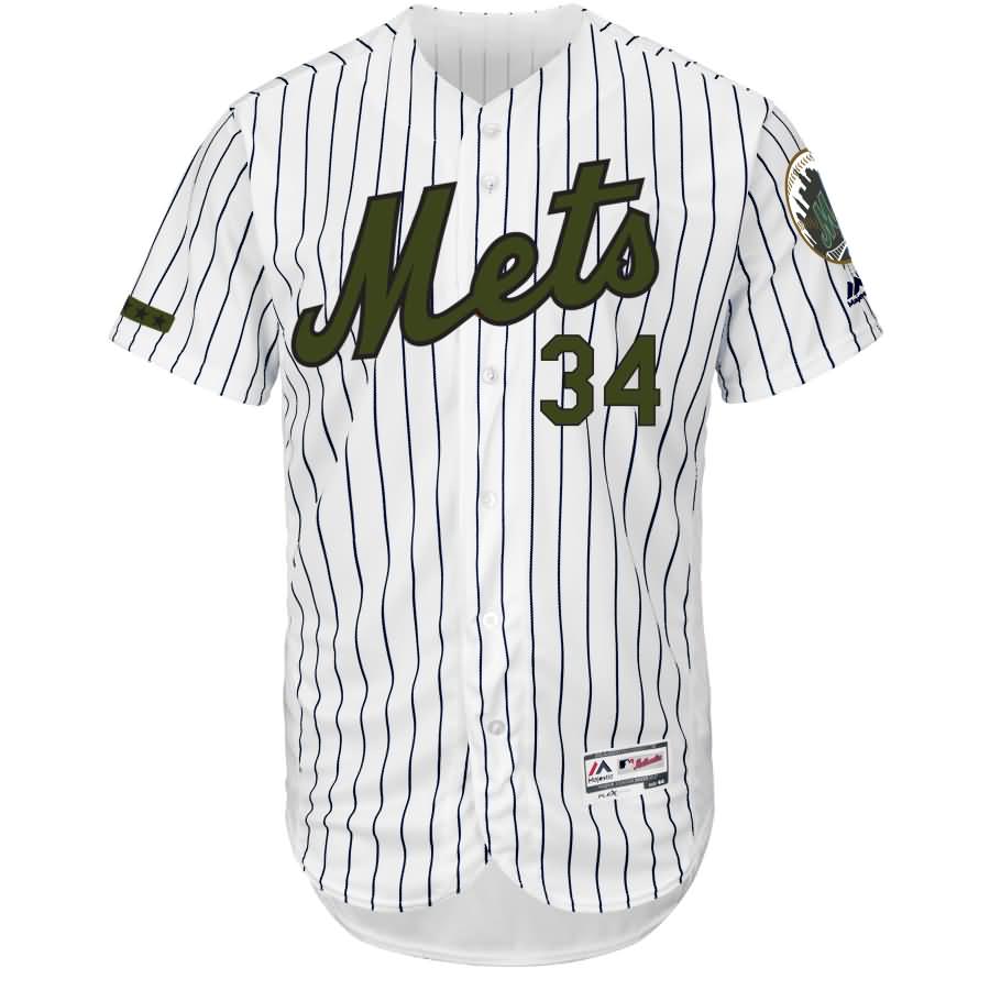 Noah Syndergaard New York Mets Majestic 2017 Memorial Day Authentic Collection Flex Base Player Jersey - White/Black