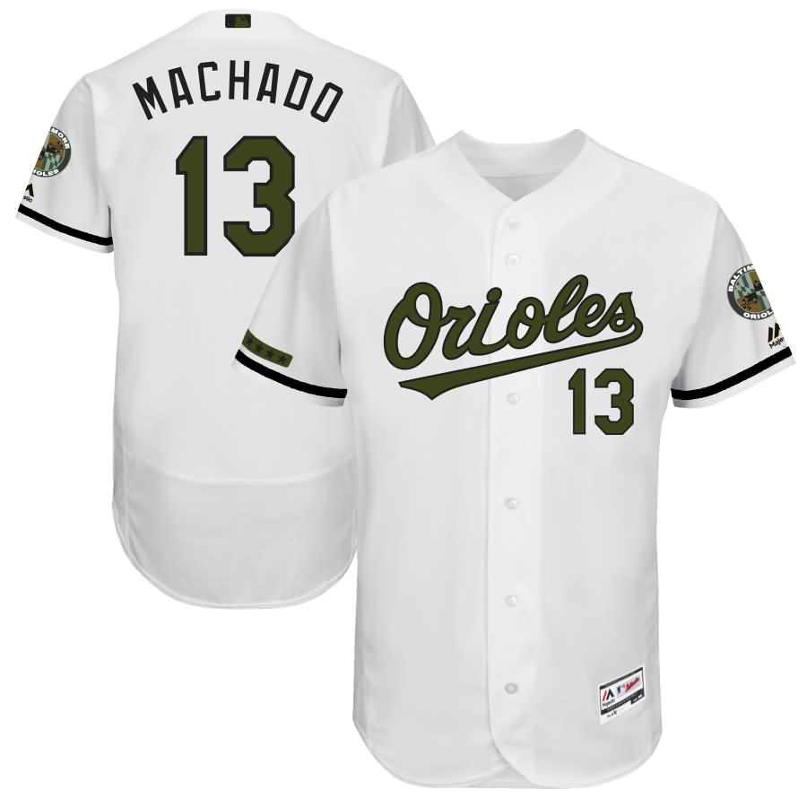 Manny Machado Baltimore Orioles Majestic 2017 Memorial Day Authentic Collection Flex Base Player Jersey - White