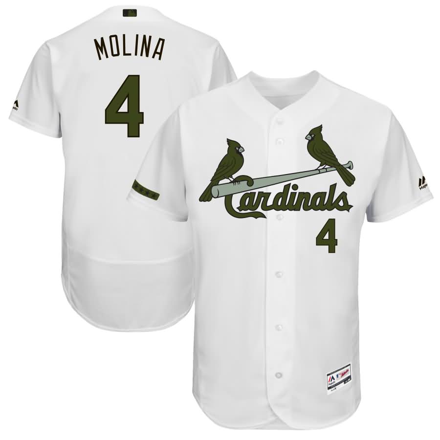 Yadier Molina St. Louis Cardinals Majestic 2017 Memorial Day Authentic Collection Flex Base Player Jersey - White