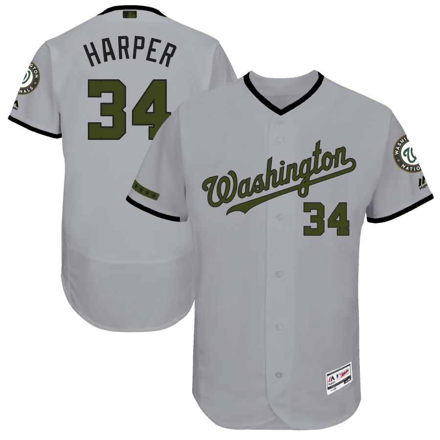 Bryce Harper Washington Nationals Majestic 2017 Memorial Day Authentic Collection Flex Base Player Jersey - Gray