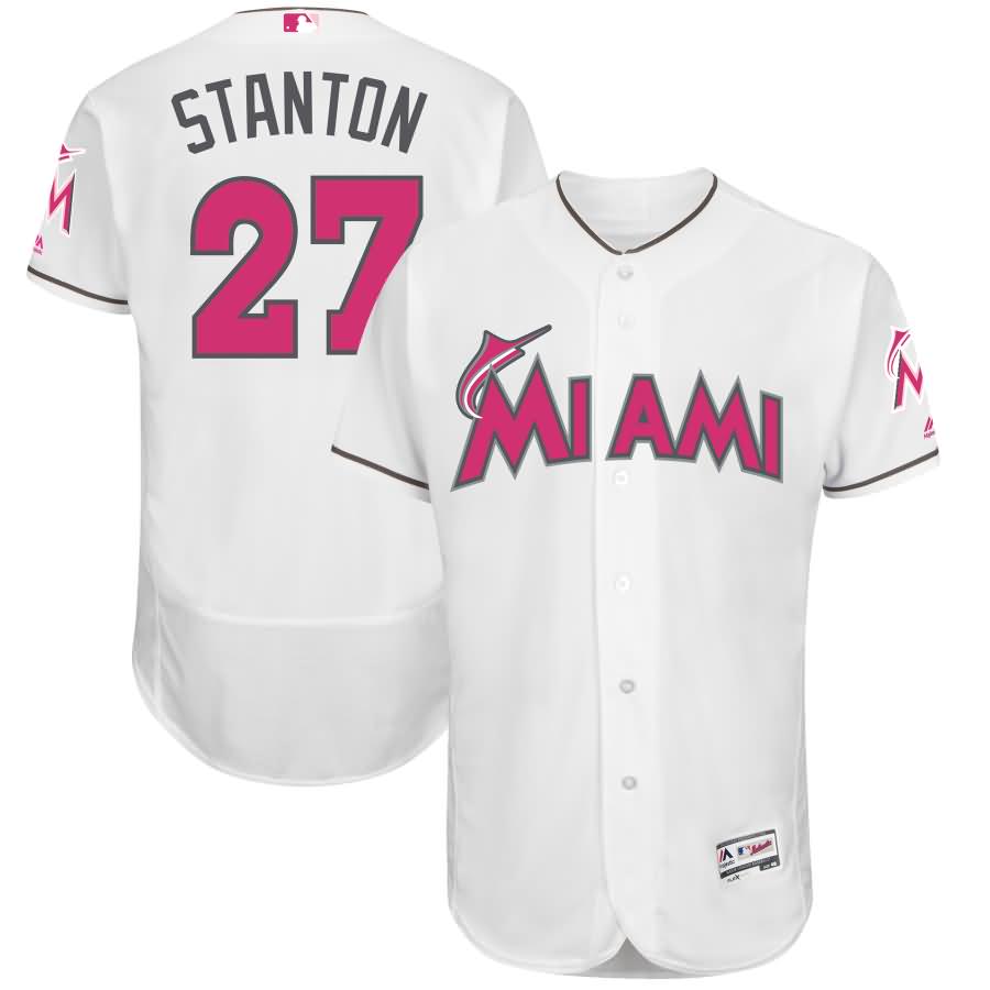 Giancarlo Stanton Miami Marlins Majestic Mother's Day Flex Base Jersey - White