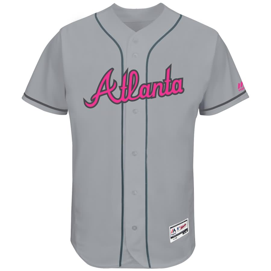 Dansby Swanson Atlanta Braves Majestic Fashion Mother's Day Flex Base Authentic Player Jersey - Gray