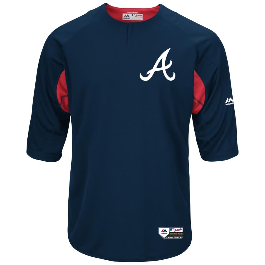 Dansby Swanson Atlanta Braves Majestic Authentic Collection On-Field 3/4-Sleeve Player Batting Practice Jersey - Navy