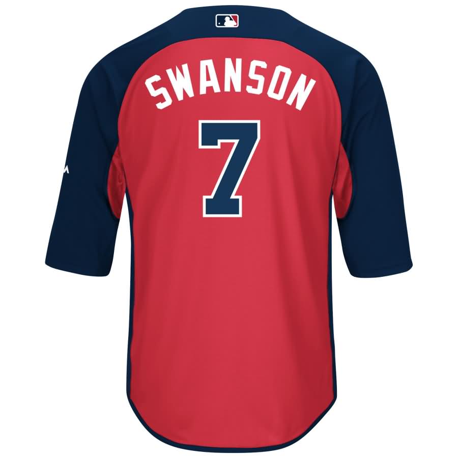 Dansby Swanson Atlanta Braves Majestic Authentic Collection On-Field 3/4-Sleeve Player Batting Practice Jersey - Navy