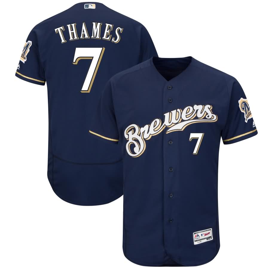 Eric Thames Milwaukee Brewers Majestic Flex Base Authentic Collection Jersey - Navy