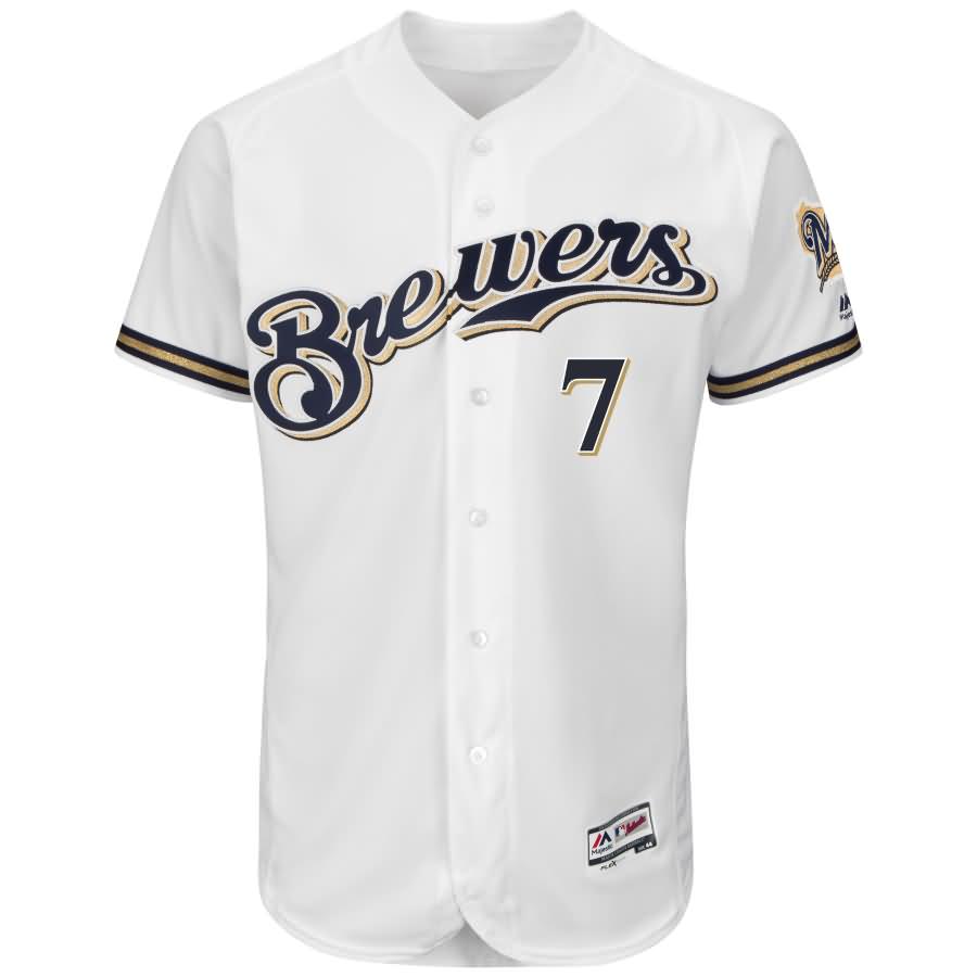 Eric Thames Milwaukee Brewers Majestic Flex Base Authentic Collection Jersey - White