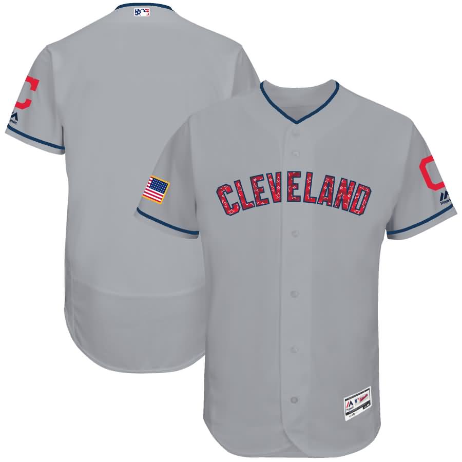 Cleveland Indians Majestic 2018 Stars & Stripes Flex Base Team Jersey - Gray