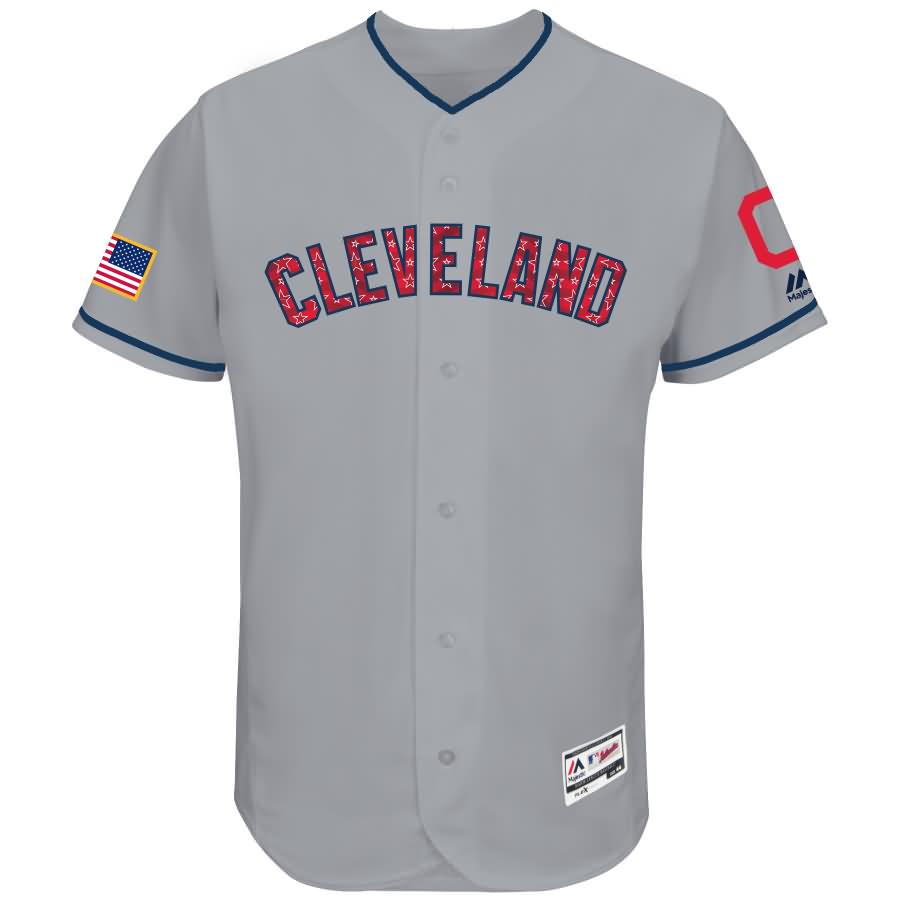 Cleveland Indians Majestic 2018 Stars & Stripes Flex Base Team Jersey - Gray