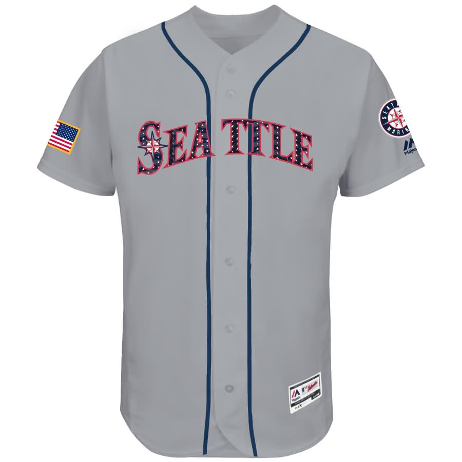 Seattle Mariners Majestic 2017 Stars & Stripes Authentic Collection Flex Base Team Jersey - Gray