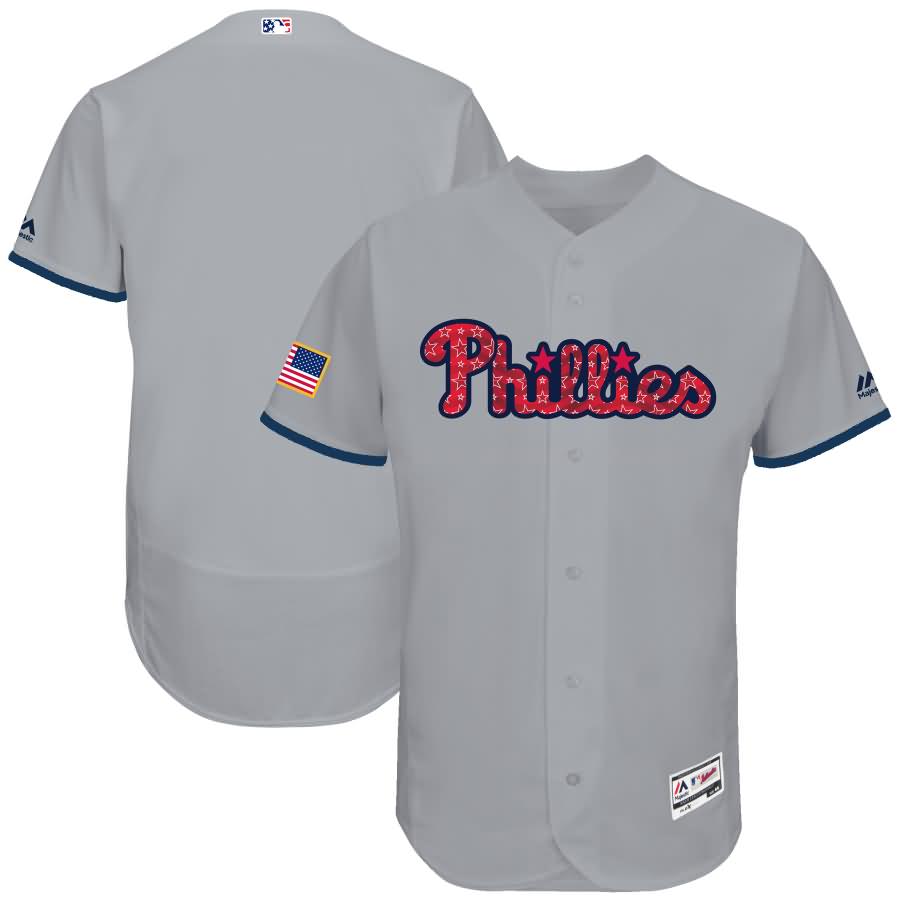 Philadelphia Phillies Majestic 2017 Stars & Stripes Authentic Collection Flex Base Team Jersey - Gray