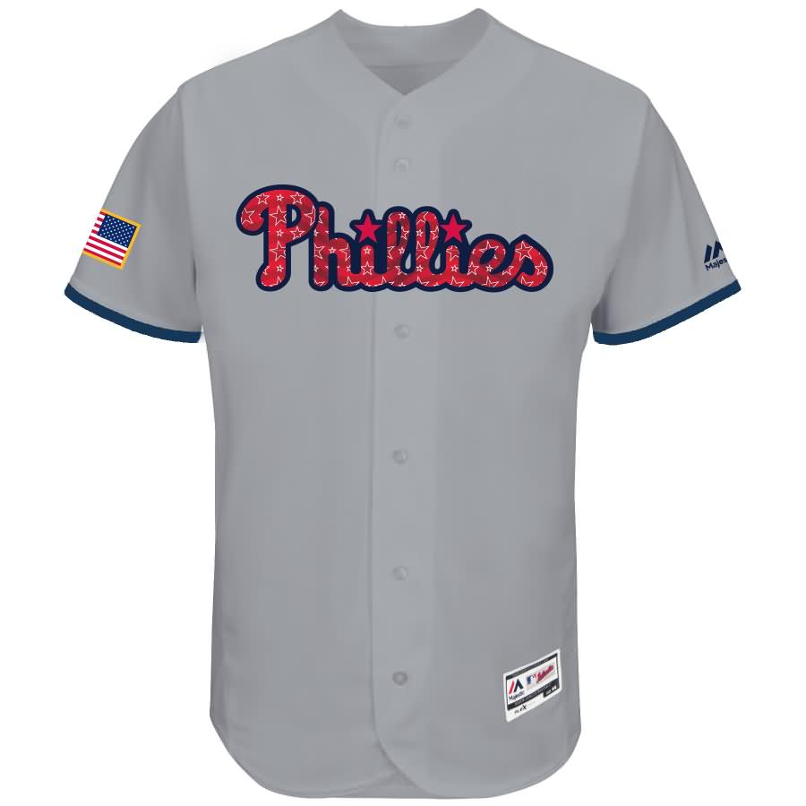 Philadelphia Phillies Majestic 2017 Stars & Stripes Authentic Collection Flex Base Team Jersey - Gray