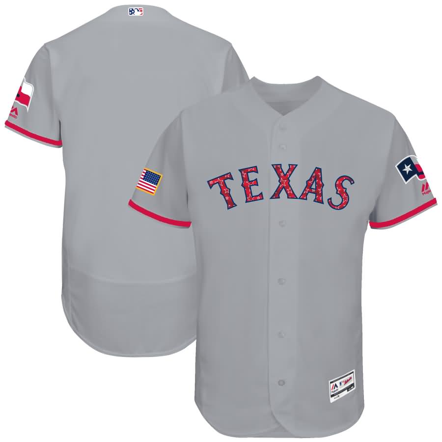 Texas Rangers Majestic 2017 Stars & Stripes Authentic Collection Flex Base Team Jersey - Gray