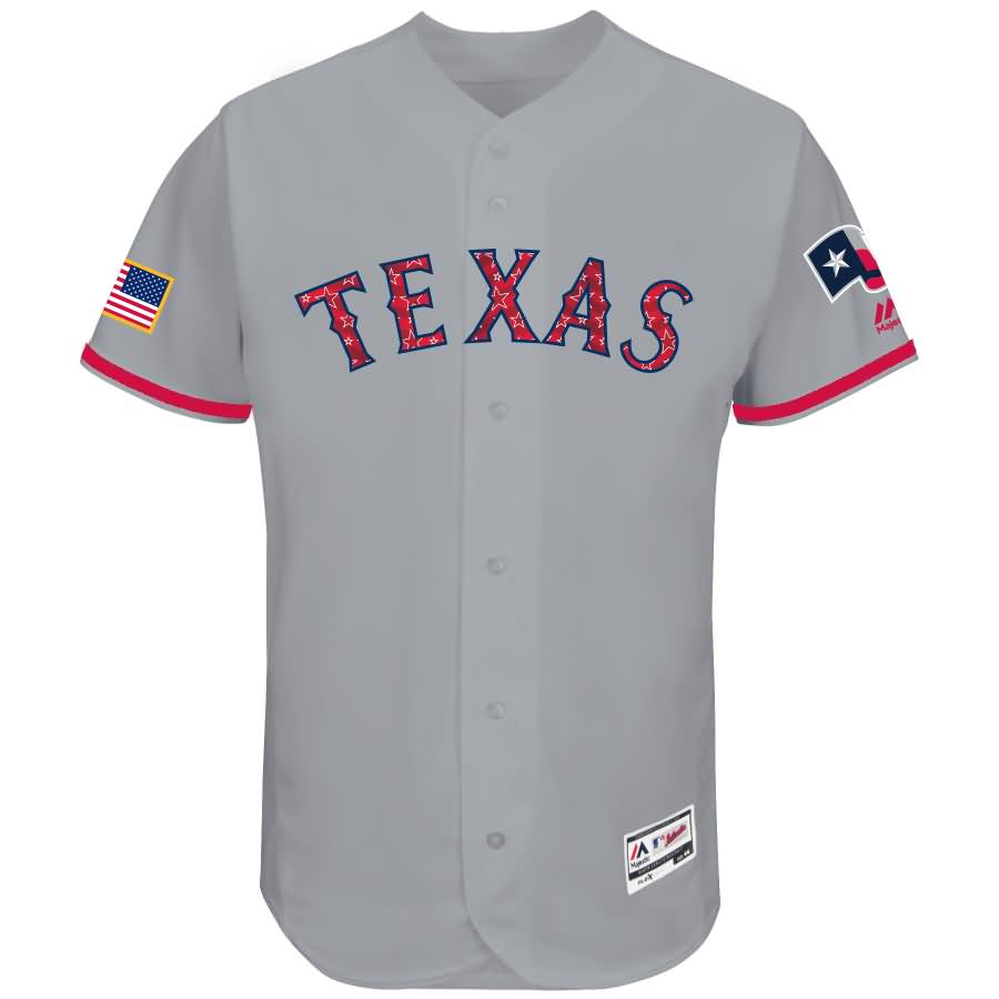 Texas Rangers Majestic 2017 Stars & Stripes Authentic Collection Flex Base Team Jersey - Gray