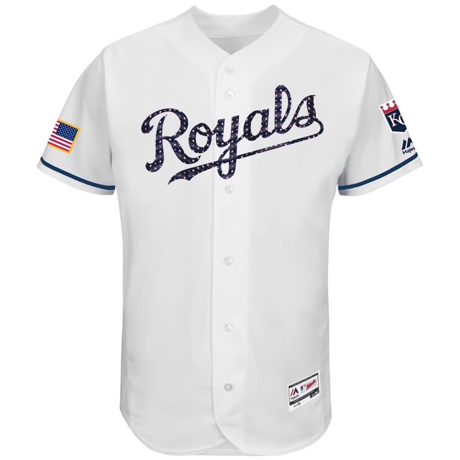 Kansas City Royals Majestic 2018 Stars and Stripes Authentic Collection Flex Base Team Jersey - White