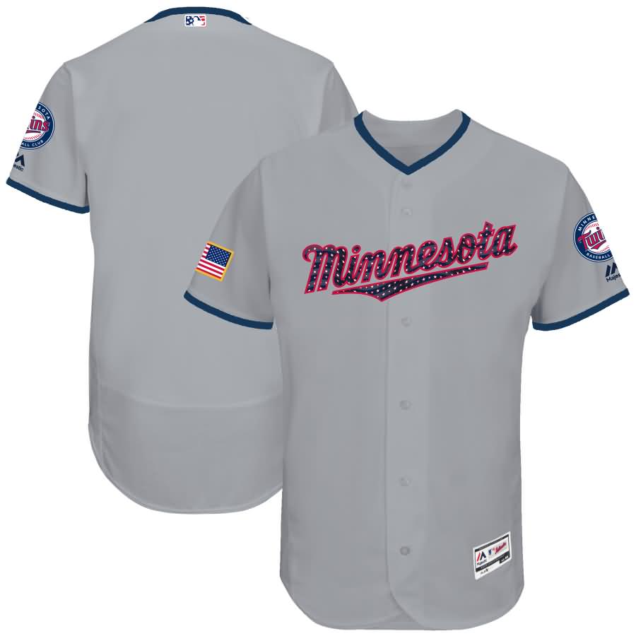 Minnesota Twins Majestic 2017 Stars & Stripes Authentic Collection Flex Base Team Jersey - Gray