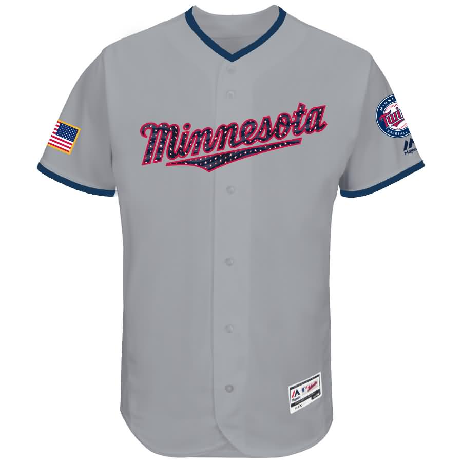 Minnesota Twins Majestic 2017 Stars & Stripes Authentic Collection Flex Base Team Jersey - Gray