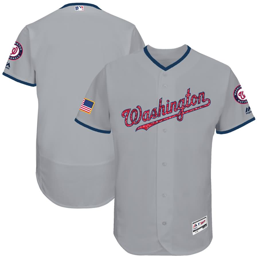 Washington Nationals Majestic 2017 Stars & Stripes Authentic Collection Flex Base Team Jersey - Gray