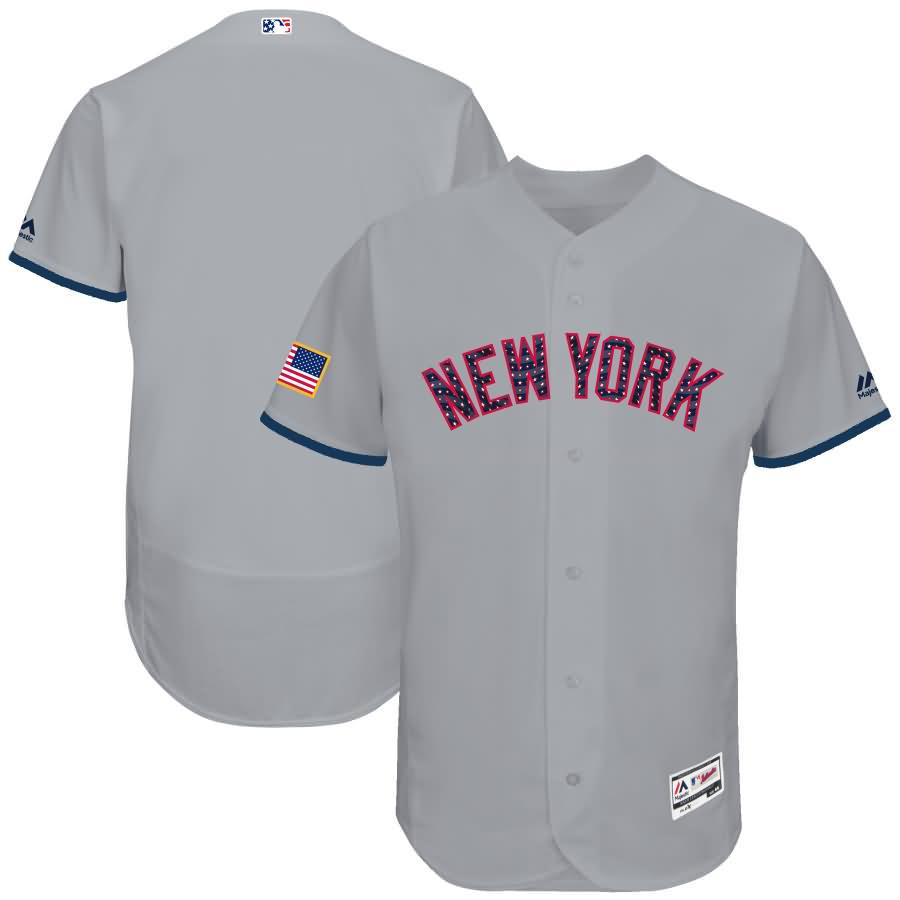 New York Yankees Majestic 2017 Stars & Stripes Authentic Collection Flex Base Team Jersey - Gray