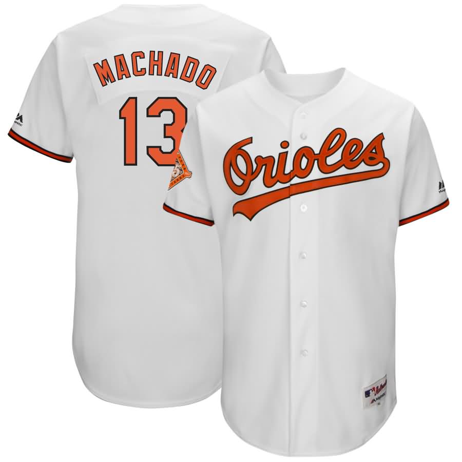 Manny Machado Baltimore Orioles Majestic 1992 Turn Back the Clock Authentic Player Jersey with 25th Anniversary Patch - White