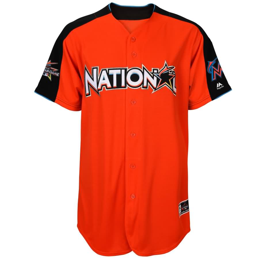 Marcell Ozuna National League Majestic 2017 MLB All-Star Game Authentic Home Run Derby Jersey - Orange