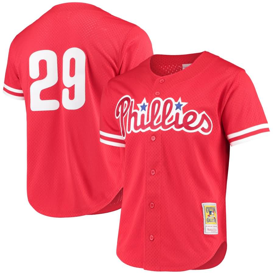 John Kruk Philadelphia Phillies Mitchell & Ness Fashion Cooperstown Collection Mesh Batting Practice Jersey - Red