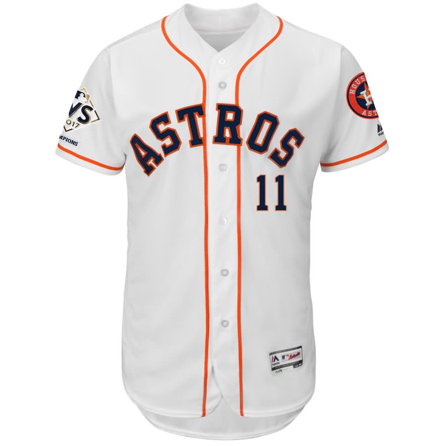 Evan Gattis Houston Astros Majestic 2017 World Series Champions Flex Base Player Jersey - White