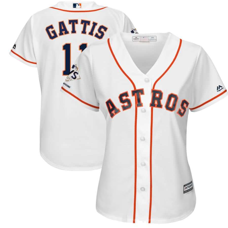 Evan Gattis Houston Astros Majestic Women's 2017 World Series Champions Cool Base Player Jersey - White