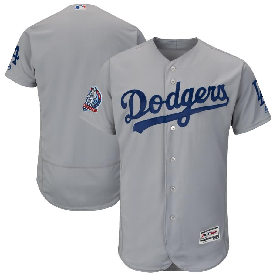 Los Angeles Dodgers Majestic 60th Anniversary Road Alternate On-Field Patch Flex Base Team Jersey - Gray